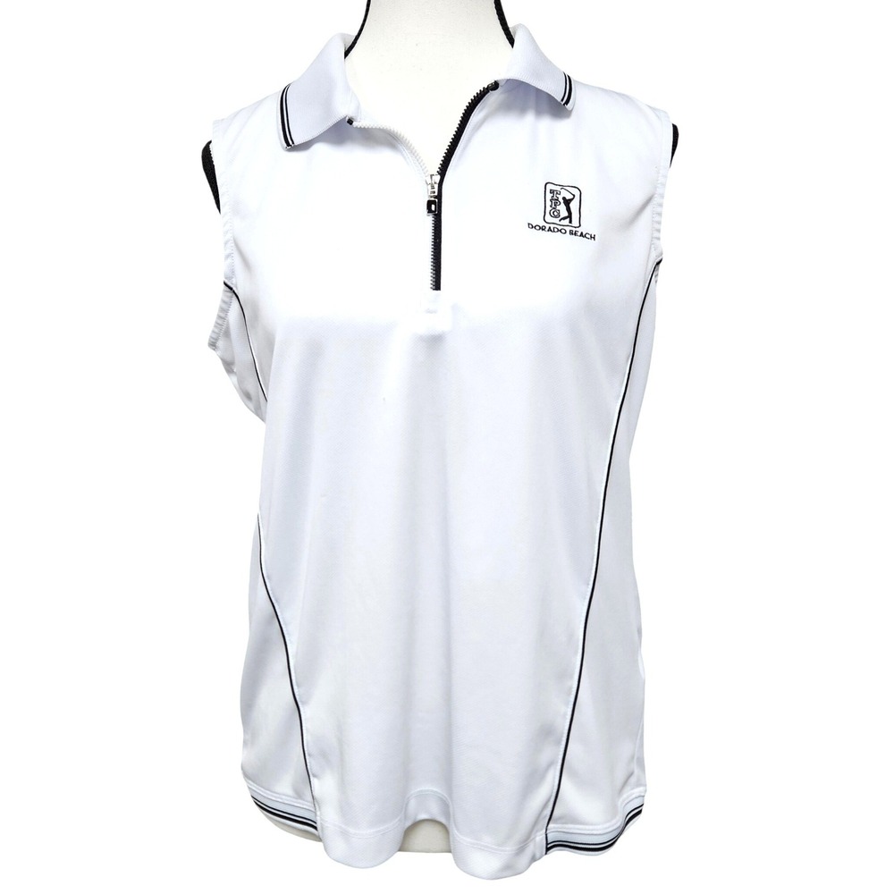 EP Pro Tour Tech Sleeveless Golf Polo Large TPC Dorado Beach Puerto Rico White